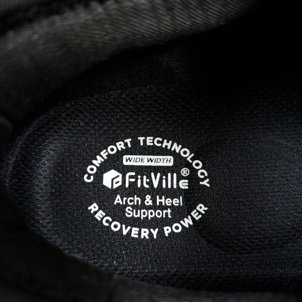 FitVille Womens Size 9.5 Wide Black Diabetic Comfort Slip-On Shoes - Picture 9 of 10